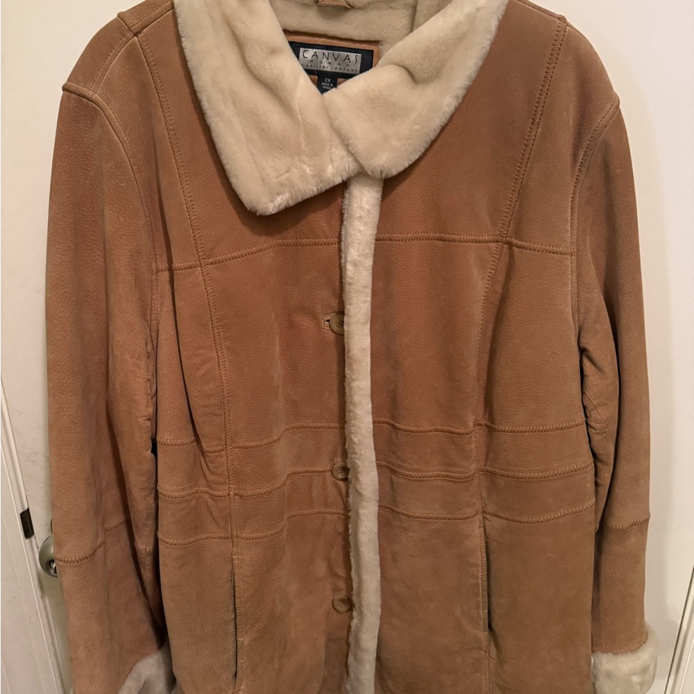 Bella Canvas Women's Brown Teddy Jacket with Cream Accents